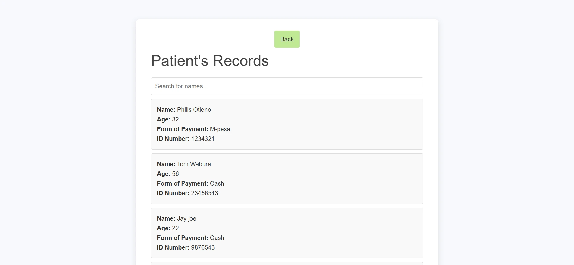 Patient's records